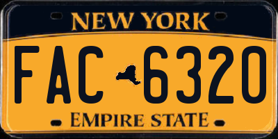 NY license plate FAC6320