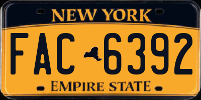 NY license plate FAC6392