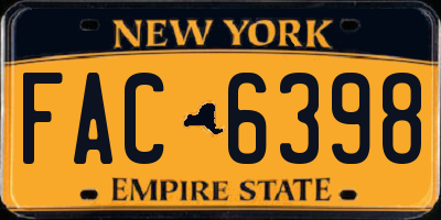 NY license plate FAC6398
