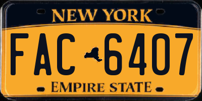 NY license plate FAC6407