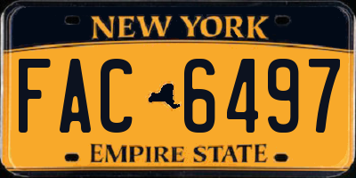 NY license plate FAC6497