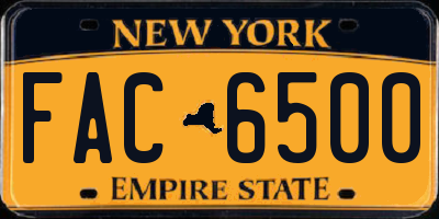 NY license plate FAC6500
