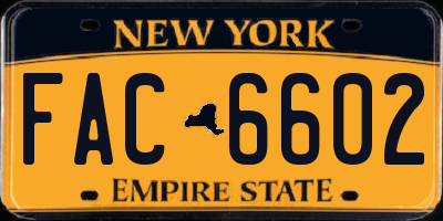 NY license plate FAC6602
