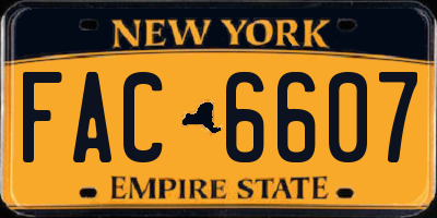 NY license plate FAC6607