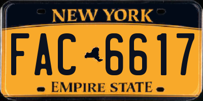 NY license plate FAC6617