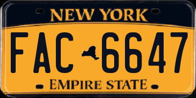 NY license plate FAC6647