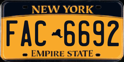 NY license plate FAC6692