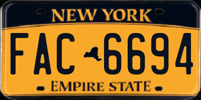 NY license plate FAC6694