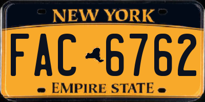 NY license plate FAC6762
