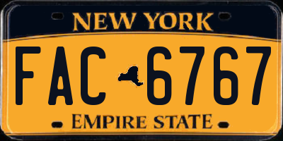 NY license plate FAC6767