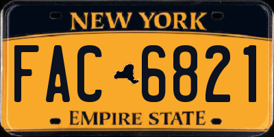 NY license plate FAC6821