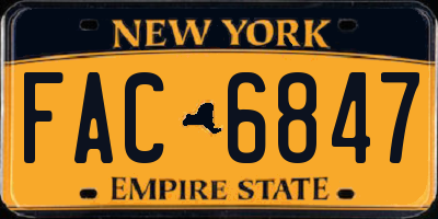 NY license plate FAC6847