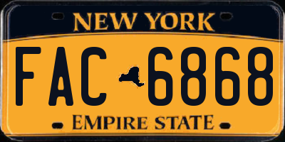 NY license plate FAC6868