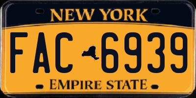 NY license plate FAC6939