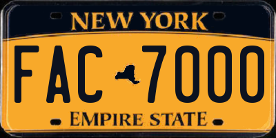 NY license plate FAC7000