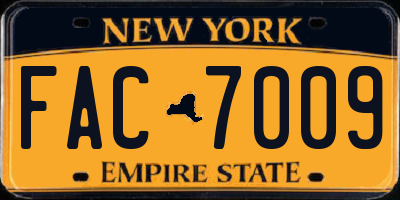 NY license plate FAC7009