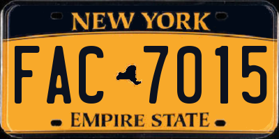 NY license plate FAC7015
