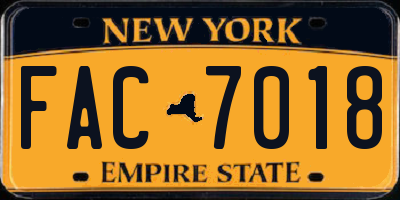 NY license plate FAC7018