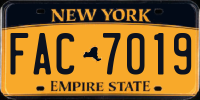 NY license plate FAC7019