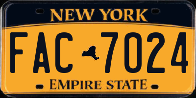 NY license plate FAC7024