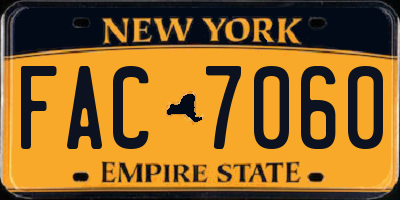 NY license plate FAC7060