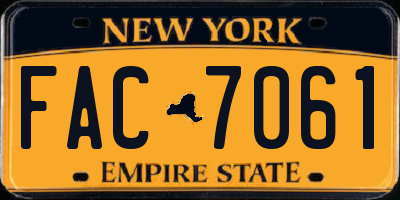 NY license plate FAC7061