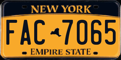 NY license plate FAC7065