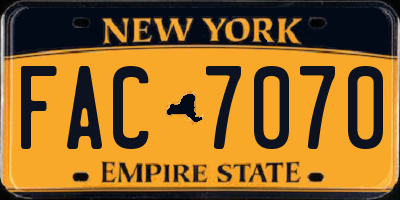 NY license plate FAC7070