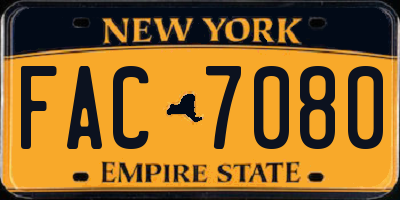 NY license plate FAC7080