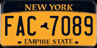 NY license plate FAC7089
