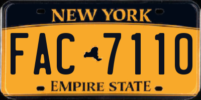 NY license plate FAC7110