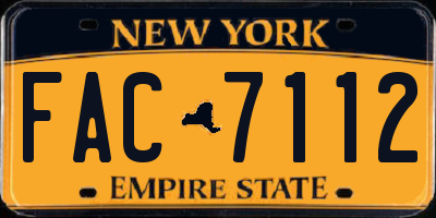 NY license plate FAC7112