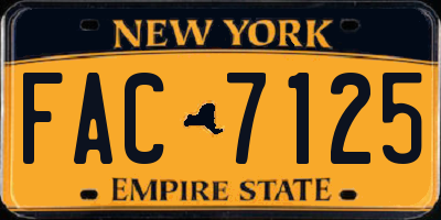 NY license plate FAC7125