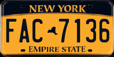 NY license plate FAC7136