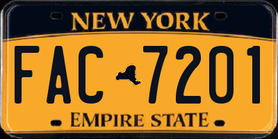 NY license plate FAC7201