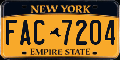 NY license plate FAC7204