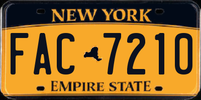 NY license plate FAC7210