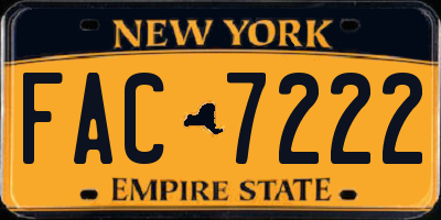 NY license plate FAC7222