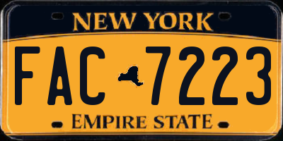 NY license plate FAC7223
