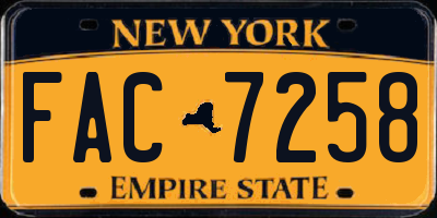 NY license plate FAC7258