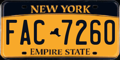 NY license plate FAC7260