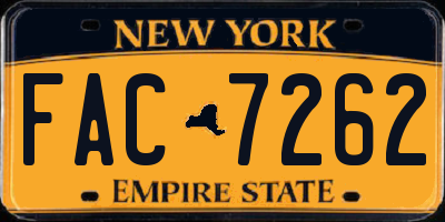 NY license plate FAC7262