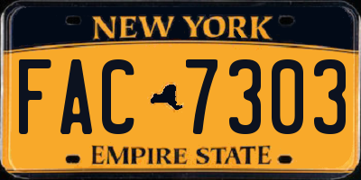 NY license plate FAC7303