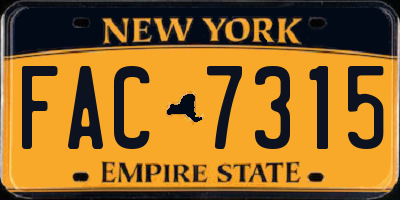 NY license plate FAC7315