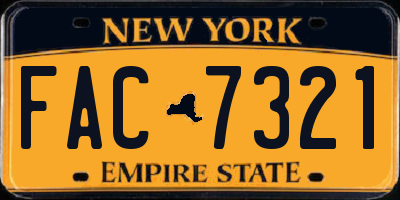 NY license plate FAC7321
