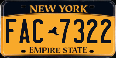 NY license plate FAC7322