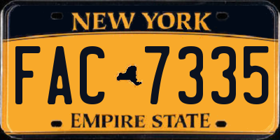 NY license plate FAC7335