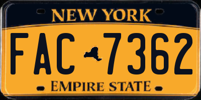NY license plate FAC7362