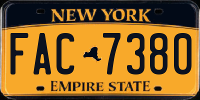 NY license plate FAC7380