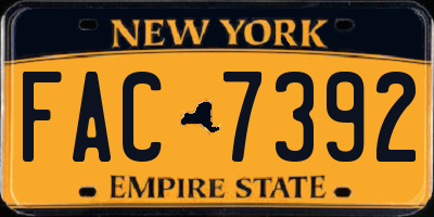 NY license plate FAC7392